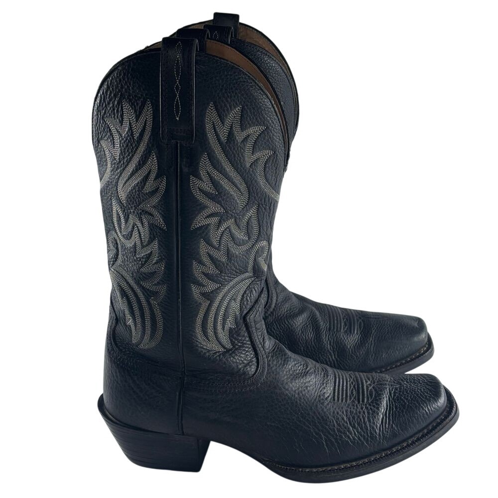 Ariat Black Cowboy Boots Men Sz 12 D Leather Rubber Western Moto Workwear Ranch